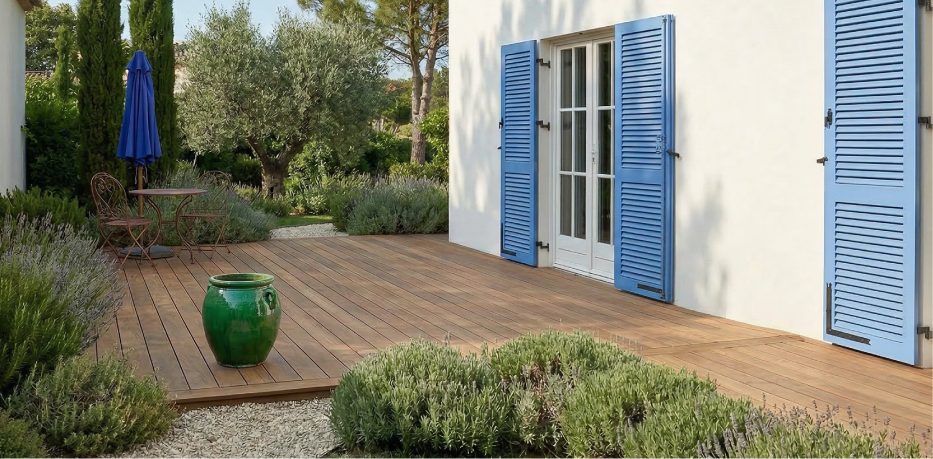 terrasse exotique en doussie par Univers parquet