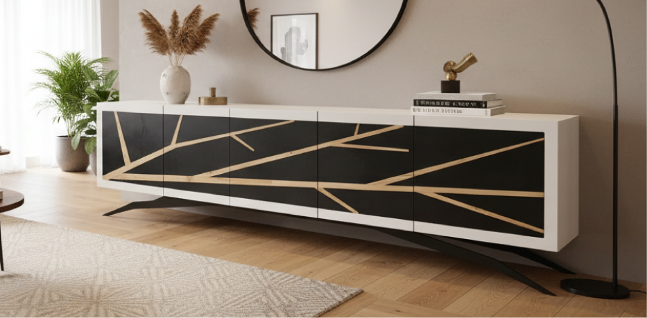Meuble de salon fabriqué par UP Créateur d'Intérieur Le Mans